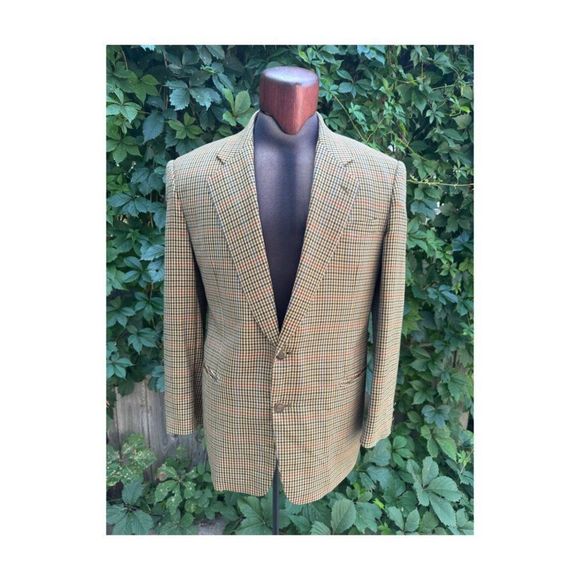 SOLD Vintage | 80s Paulo Gucci 100% Cashmere Blazer Sportcoat Houndstooth - Picture 1 of 16